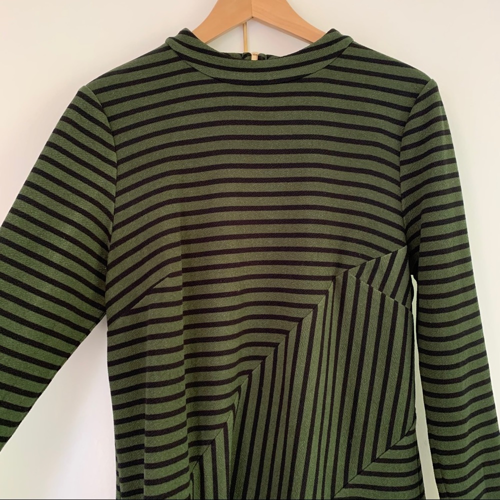 Green and Black striped sheath dress